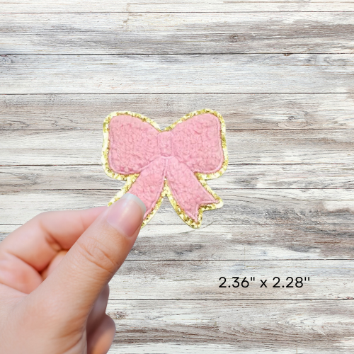 Pink Bow Chenille Patch